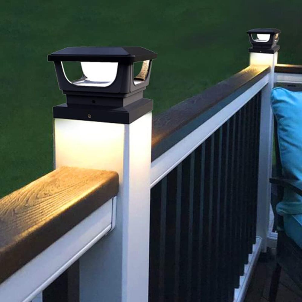 Solar Post Cap Lights for 3x3, 4X4 Posts - BLACK (2 PACK) BICSGL-12BLK