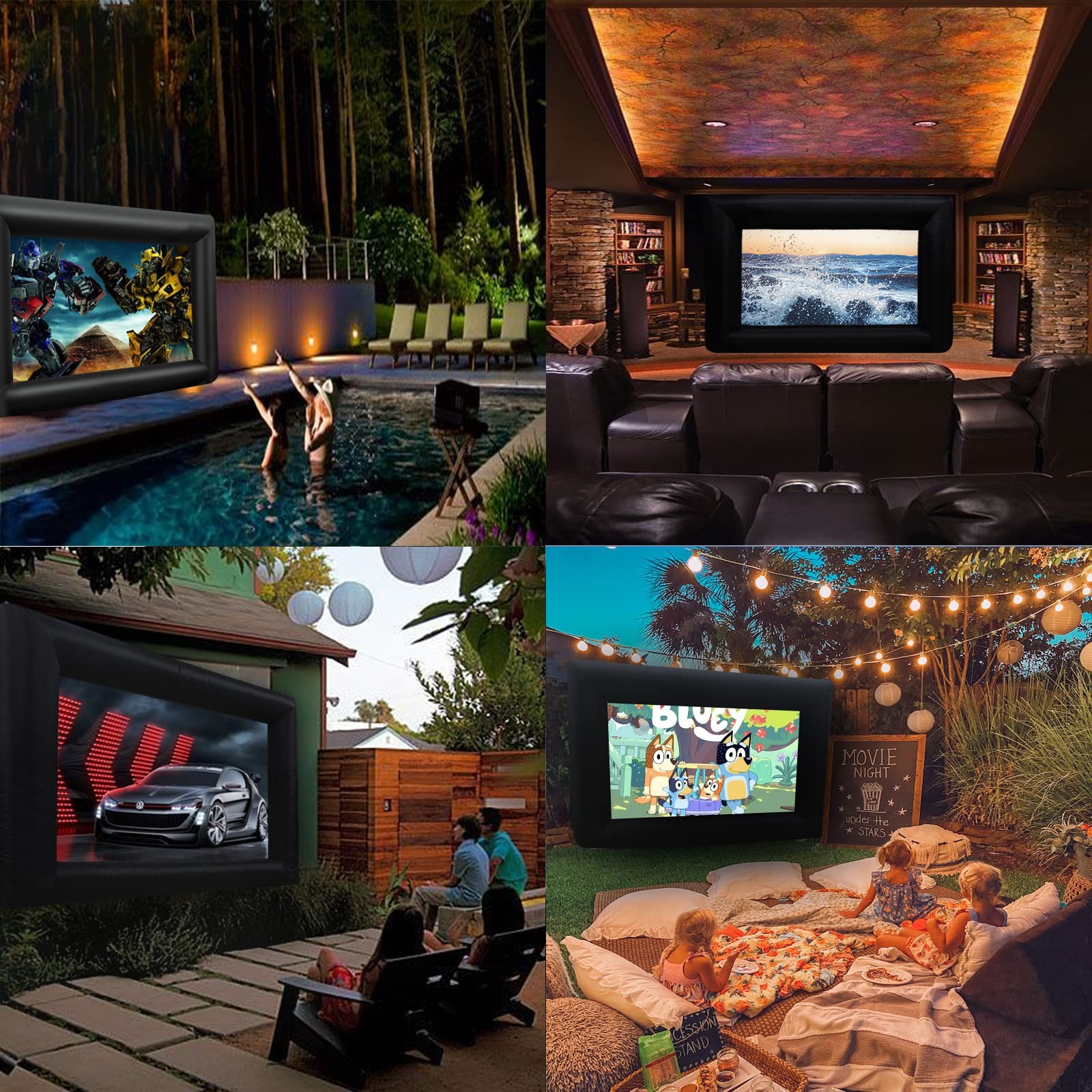 16ft Inflatable Projector Screen, Outdoor Projector Screen, Front/Rear Projec...
