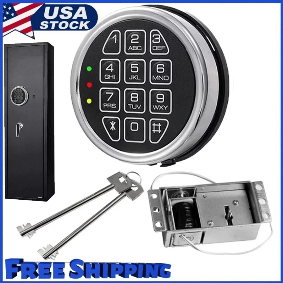 Gun Safe Lock Replacement,Chrome Keypad Electronic Safe Lock with Solenoid Lock