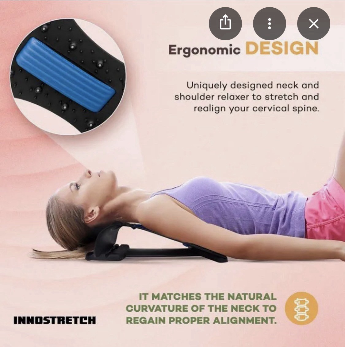 INNOSTRETCH Neck Stretcher Orthopedic Adjustable Acupoint Massage Device