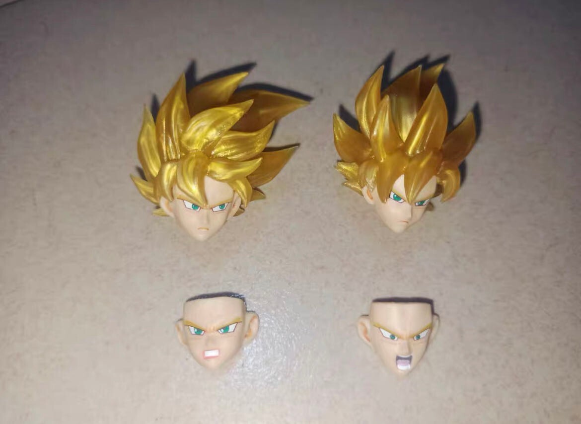Black Hole custom  shf 1/12 ssj saiyan goku head kit gold hair