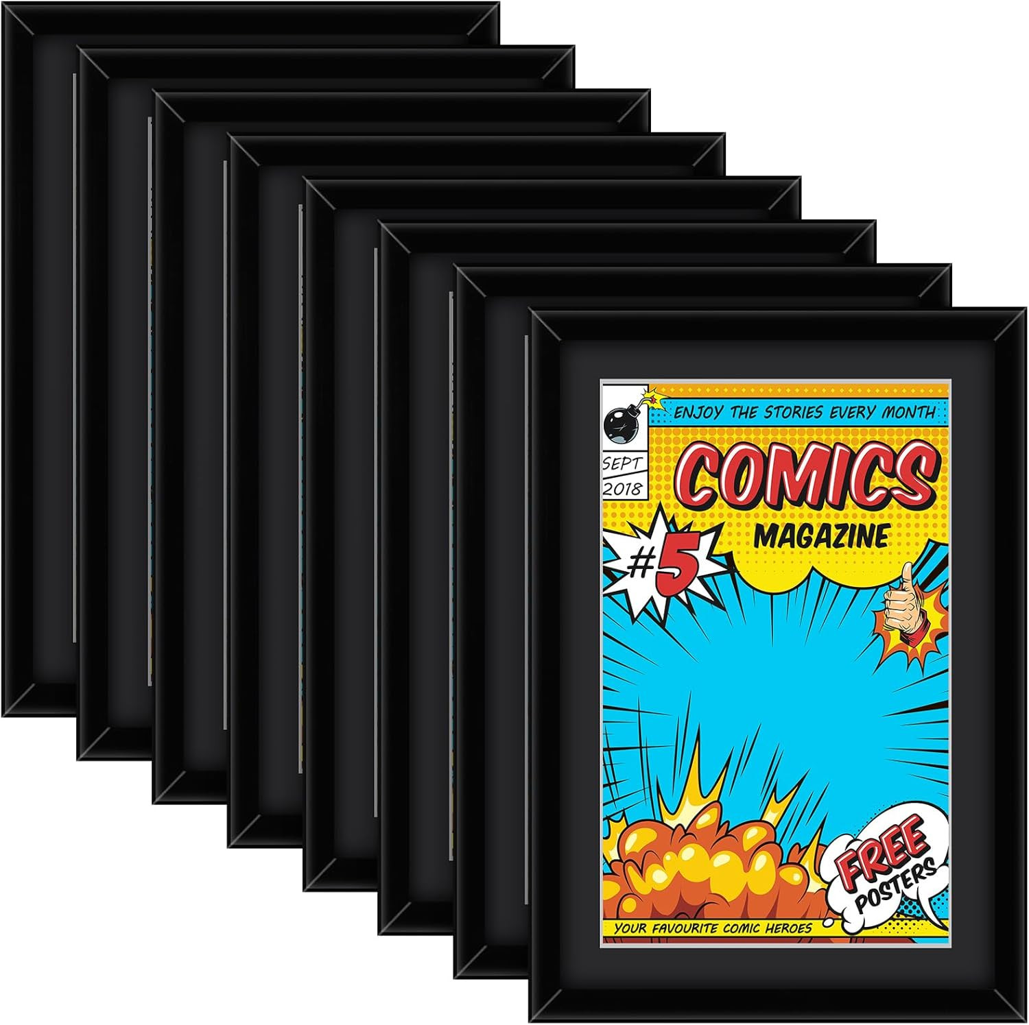 8 Pack Comic Book Frames UV Protection Comic Picture Magazine Frames
