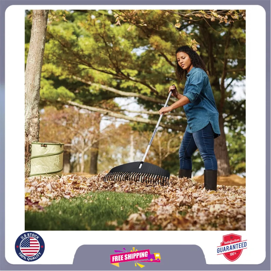 Fiskars 67 Inch Poly Leaf Rake Lightweight Garden Lawn Tool
