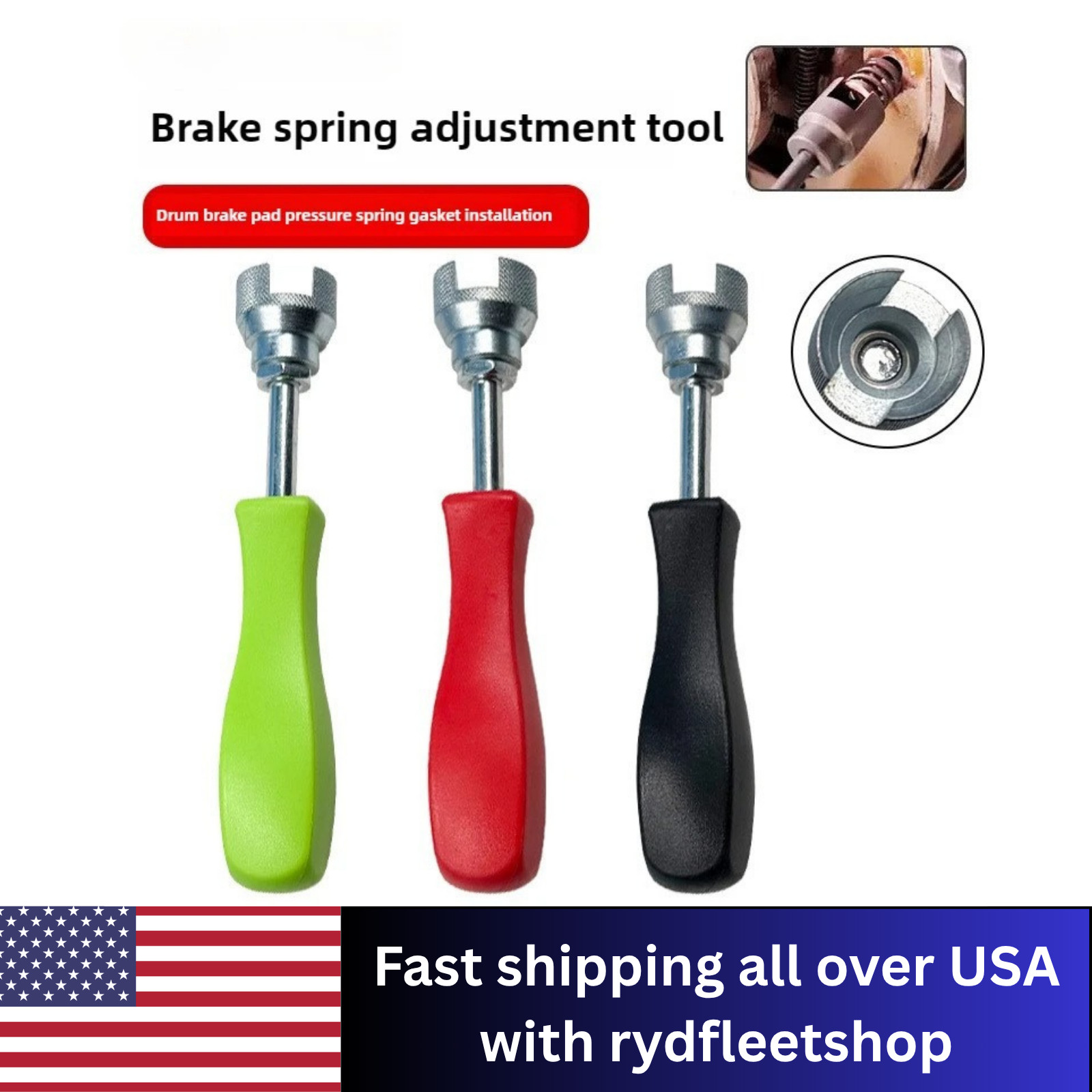 Brake Shoe Hold Down Spring Tool Washer Compressor Tool for Drum Brake { GREEN }