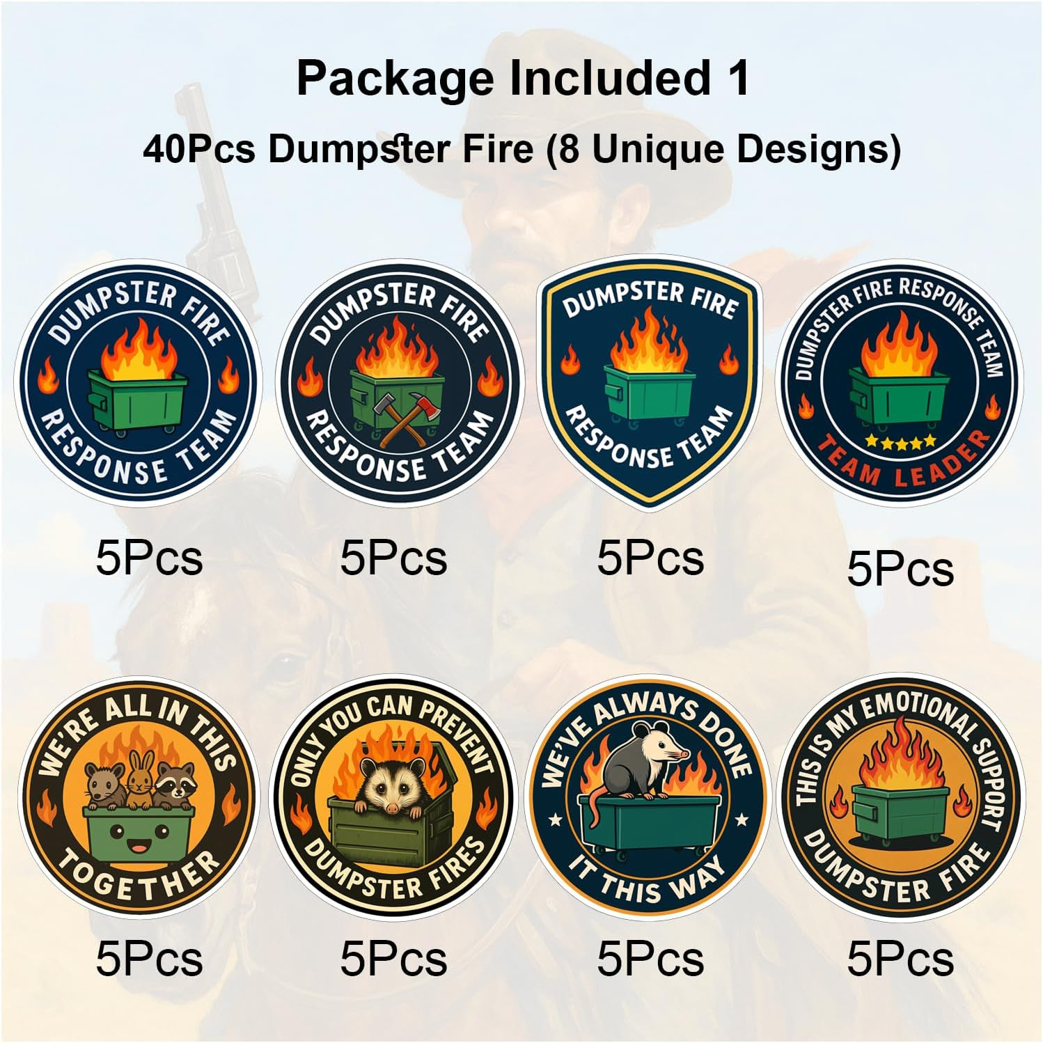 40Pcs(3In) Dumpster Fire Response Team Sticker and Dumpster Fire Response Team T