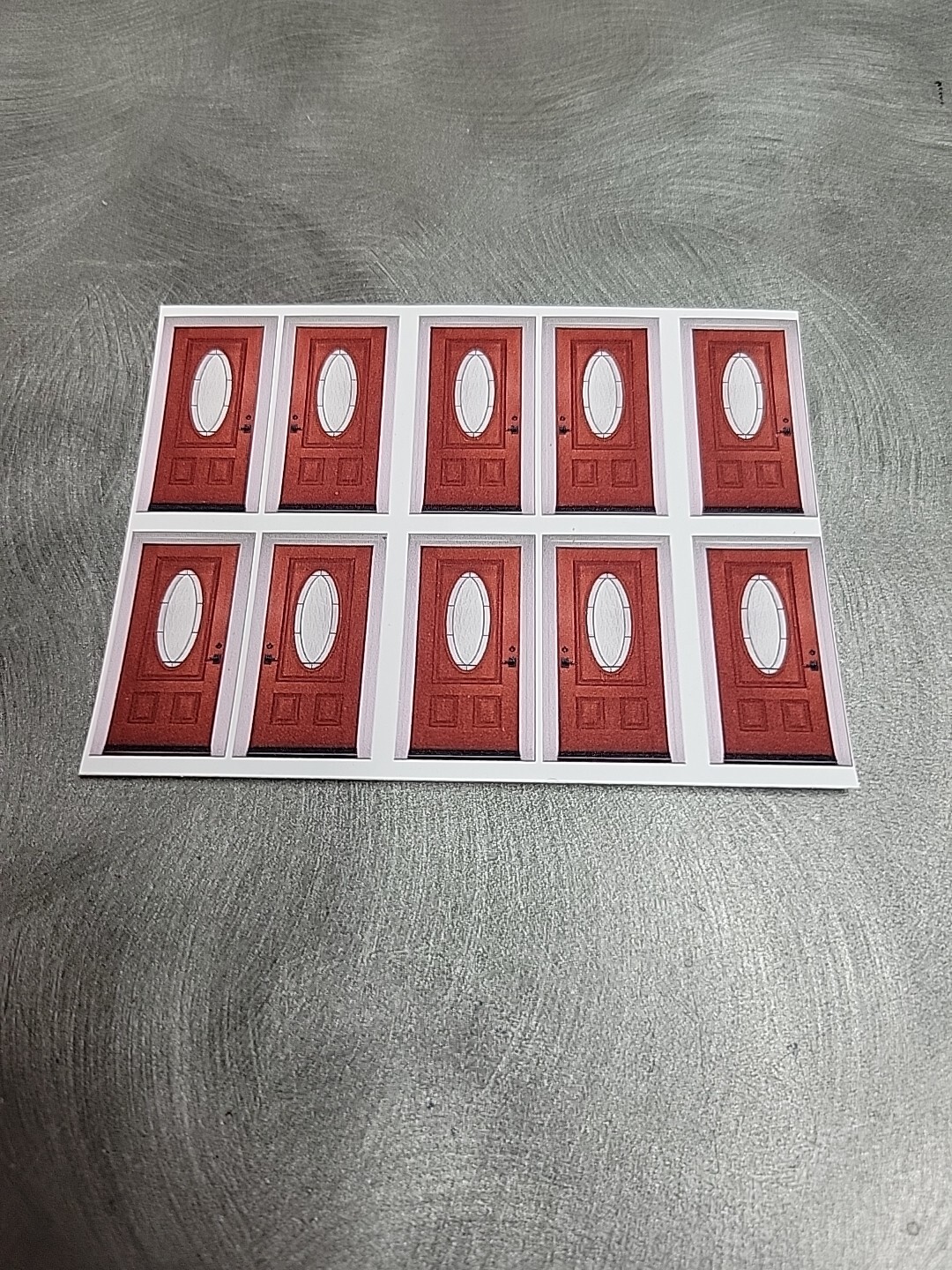 Custom Machine Shed 1/64 Redish Door With Oval Window (10) stickers
