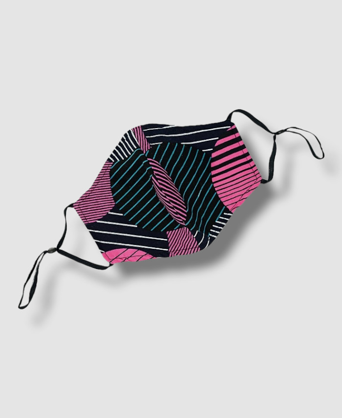 $15 Diop Adult Unisex Pink Akira Colorblock Stripe Contoured Face Mask One Size