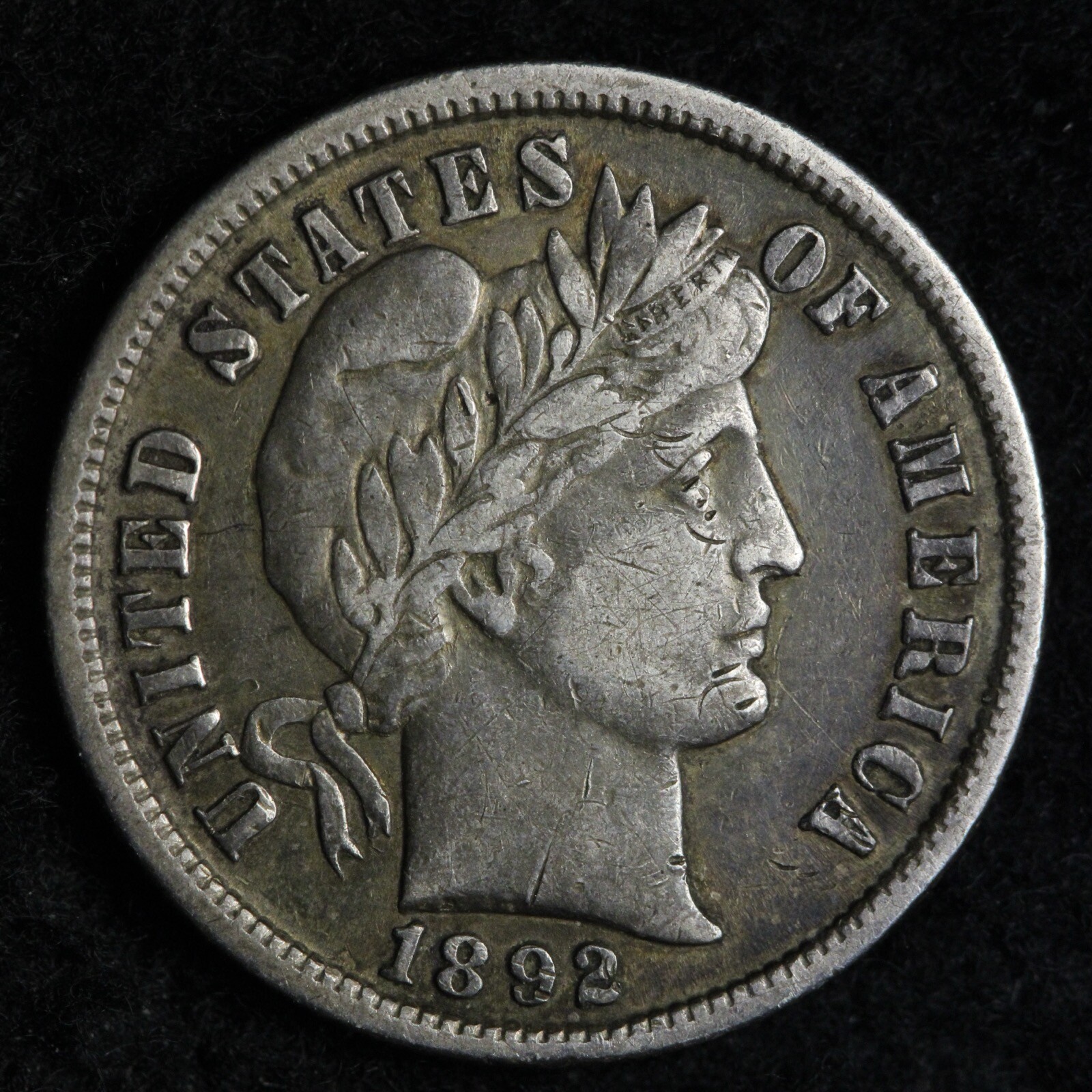 1892 Barber Silver Dime AU E243 SGNH