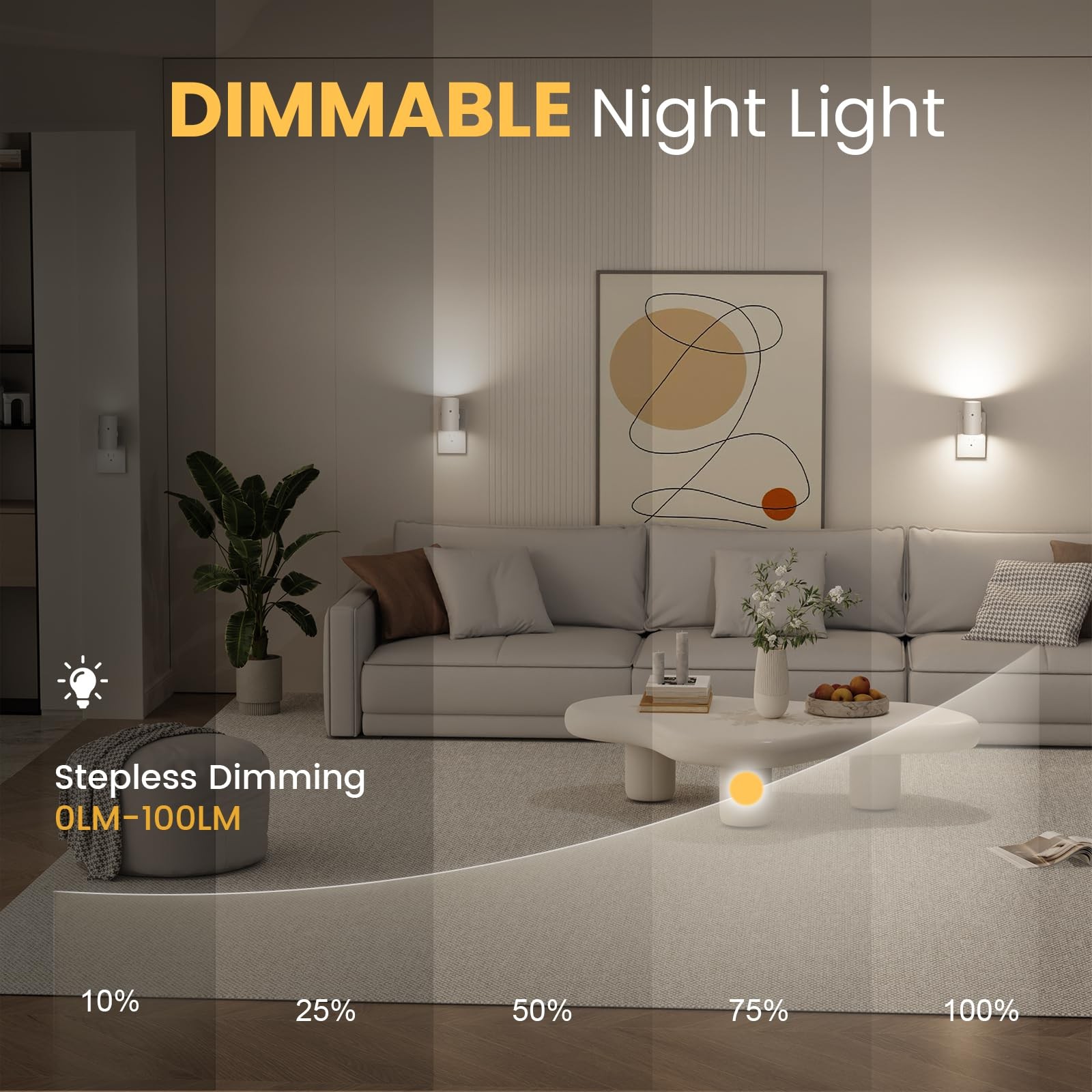Night Lights Plug into Wall, Dimmable LED Nightlight with Dusk to Dawn Light ...