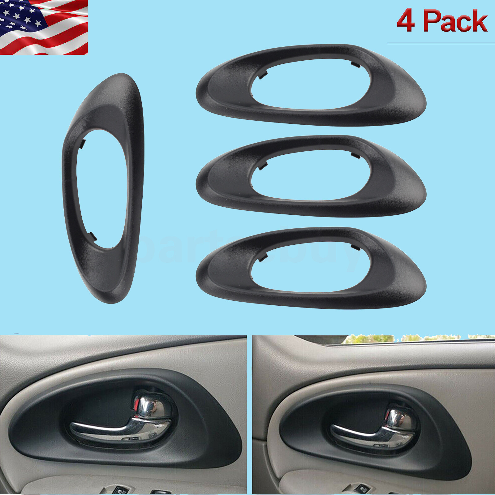 4Pcs Door Handle Bezel Trim For 2002-2009 Chevy Trailblazer 15214507 / 15214506