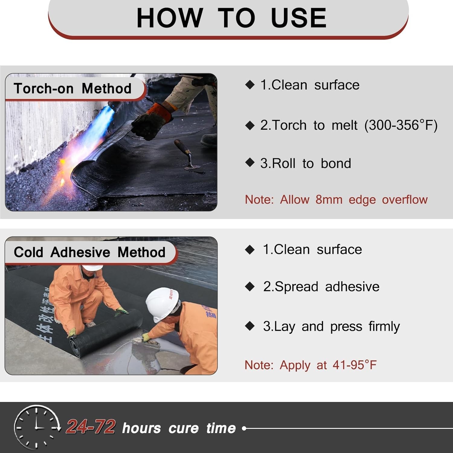 SBS Modified Bitumen Waterproofing Membrane Roll, 13 Inch x 8.2 Black