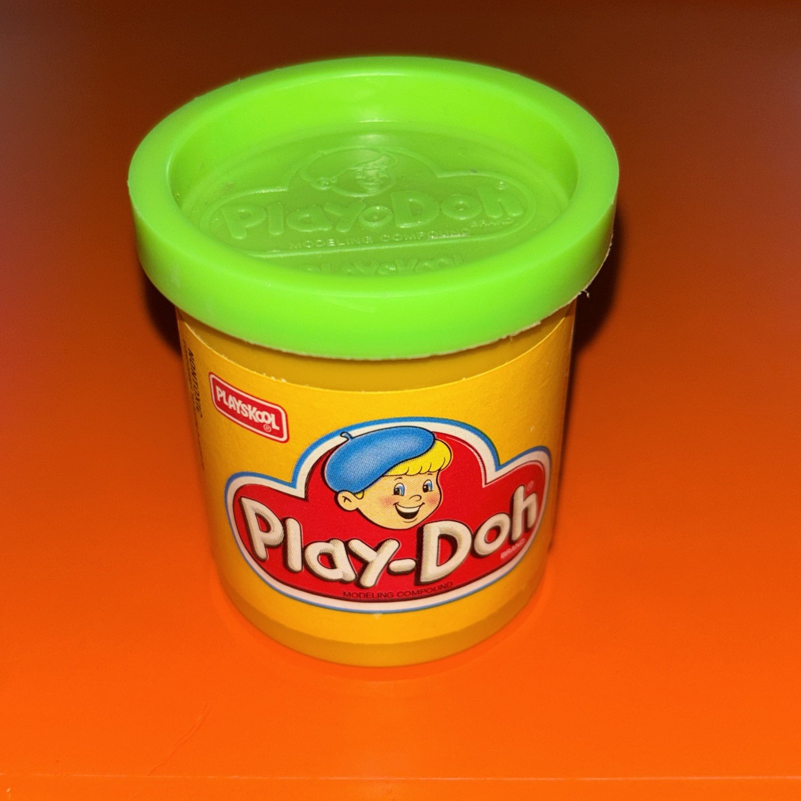 Vintage Play-Doh 1993 Empty Cardboard Can with Green Plastic Lid Playskool Tonka