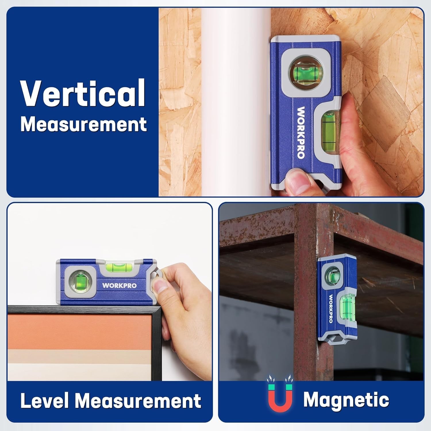 Small Level, 4-1/2 Inch Mini Level Tool, Magnetic Pocket Level with 2 Differe...