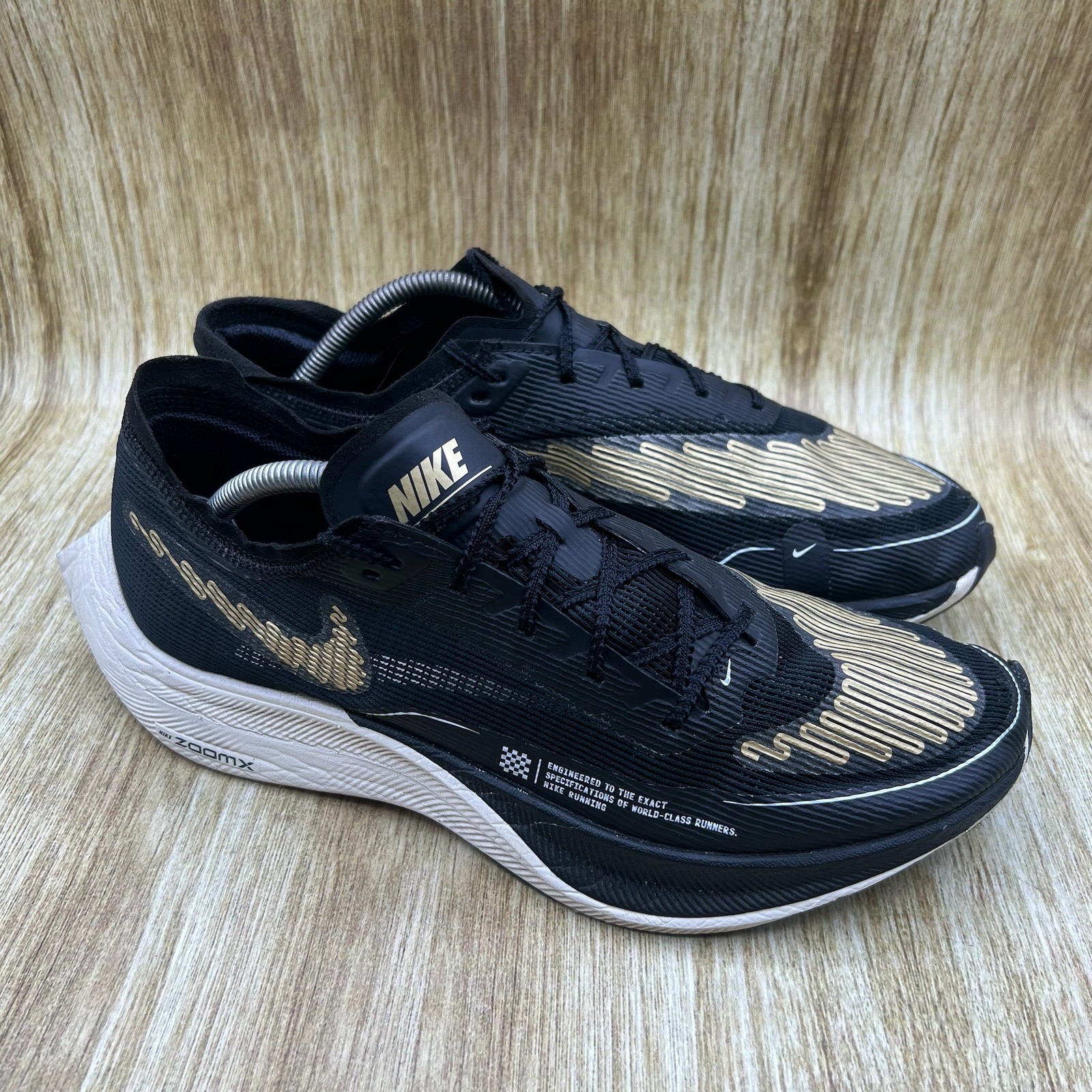 Nike ZoomX Vaporfly Next% 2 Nike ID Men's 11 Black Gold Running Shoes DJ7037-991