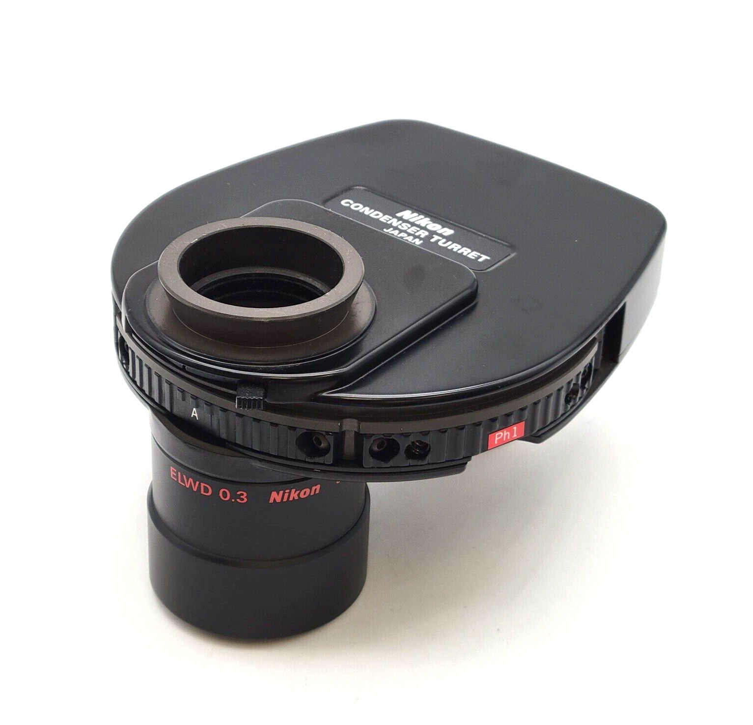 Nikon Microscope Phase Contrast Condenser Turret ELWD 0.3 with Ph1, Ph2, Ph3