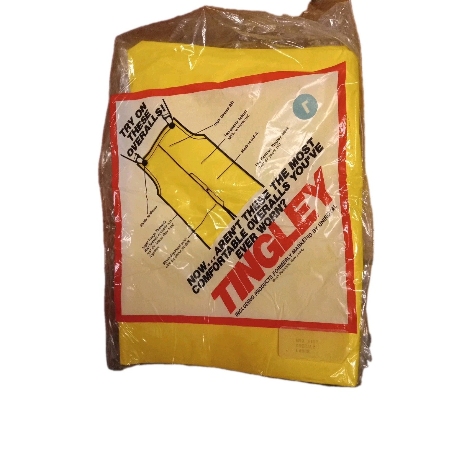 VINTAGE Tingley Series 3107 Waterproof Jacket & Bib Overall Yellow - Large- NOS
