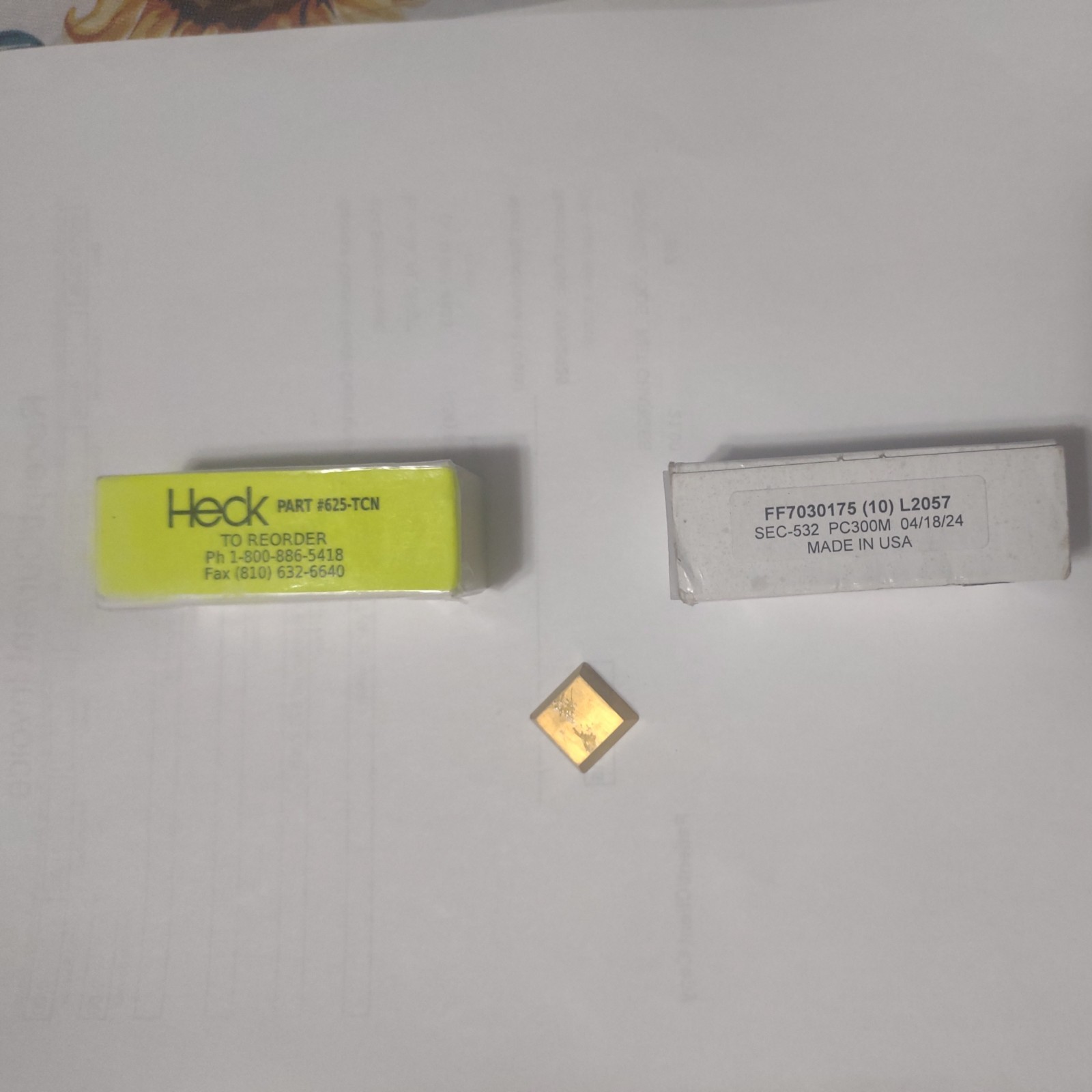 Heck Industries 625 Square Milling Insert, Square, Sec532