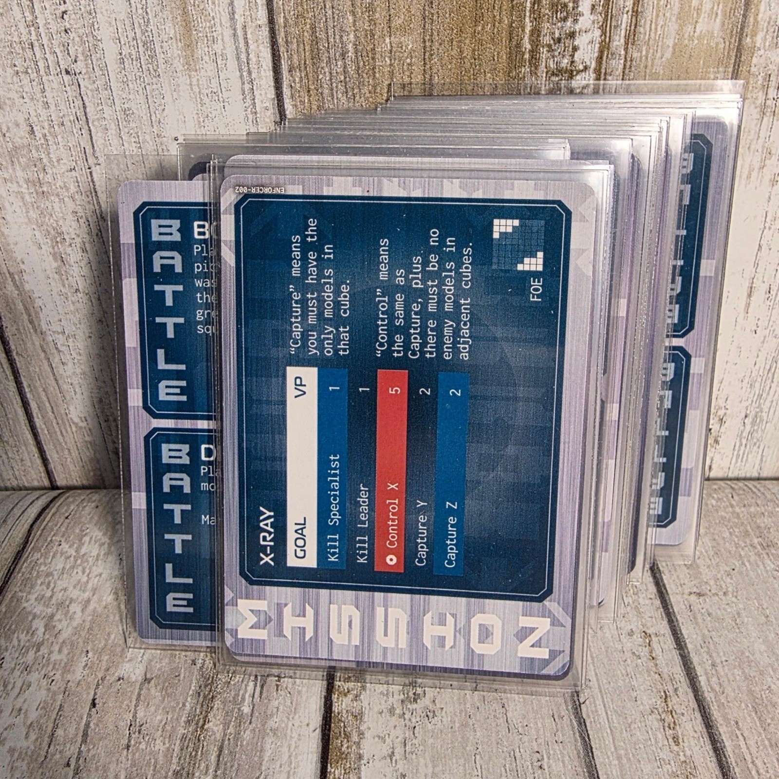Mantic Games Deadzone Enforcer Faction Card Lot Battle Stat Mission Sleeved