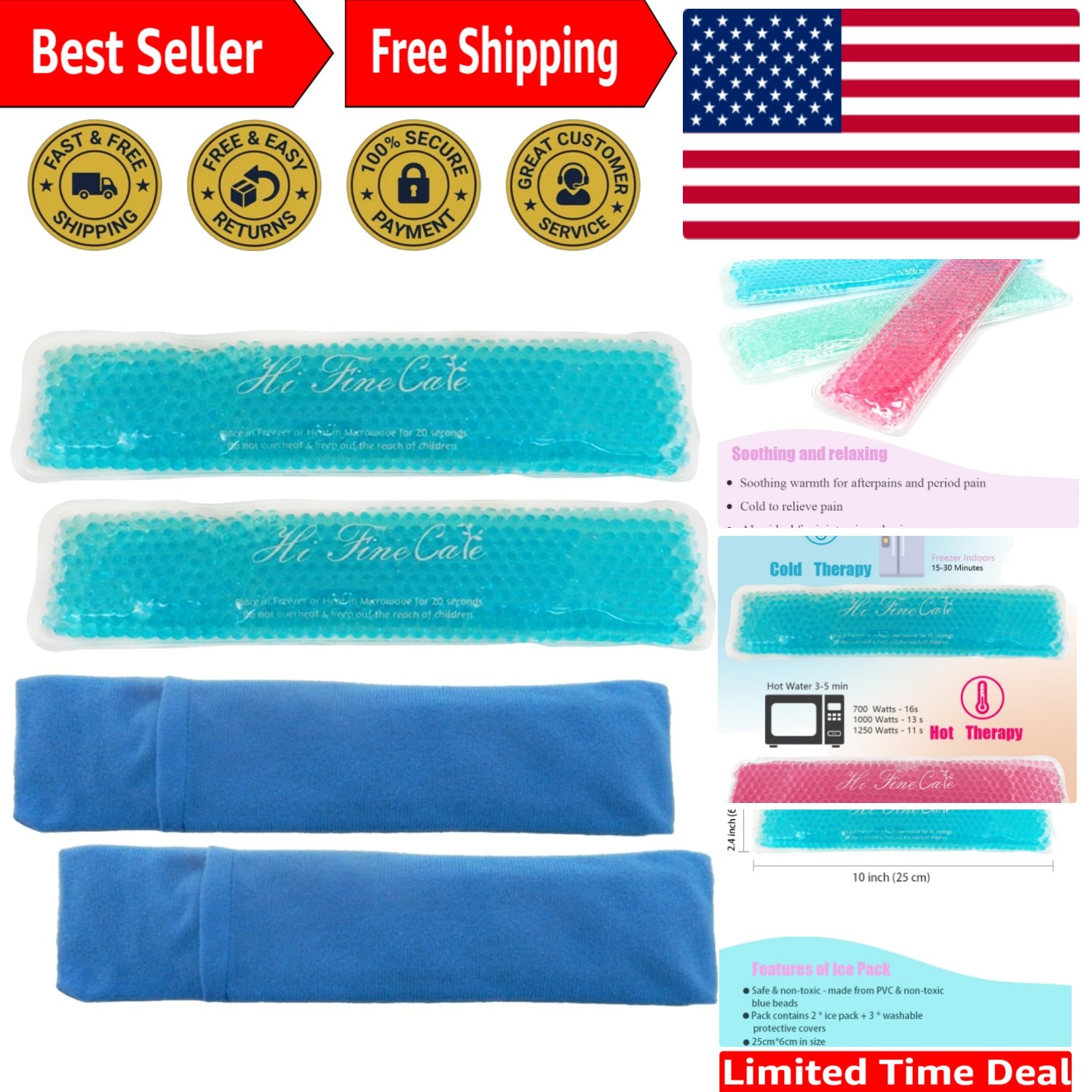 Comforting Gel Bead Cooling Packs - Reusable Ice Therapy for Postpartum Relief