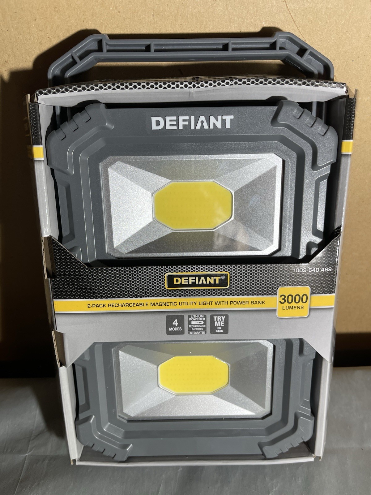 Defiant 2-Pack Rechargeable Work Light Magnetic Base Foldable Handle Power Bank
