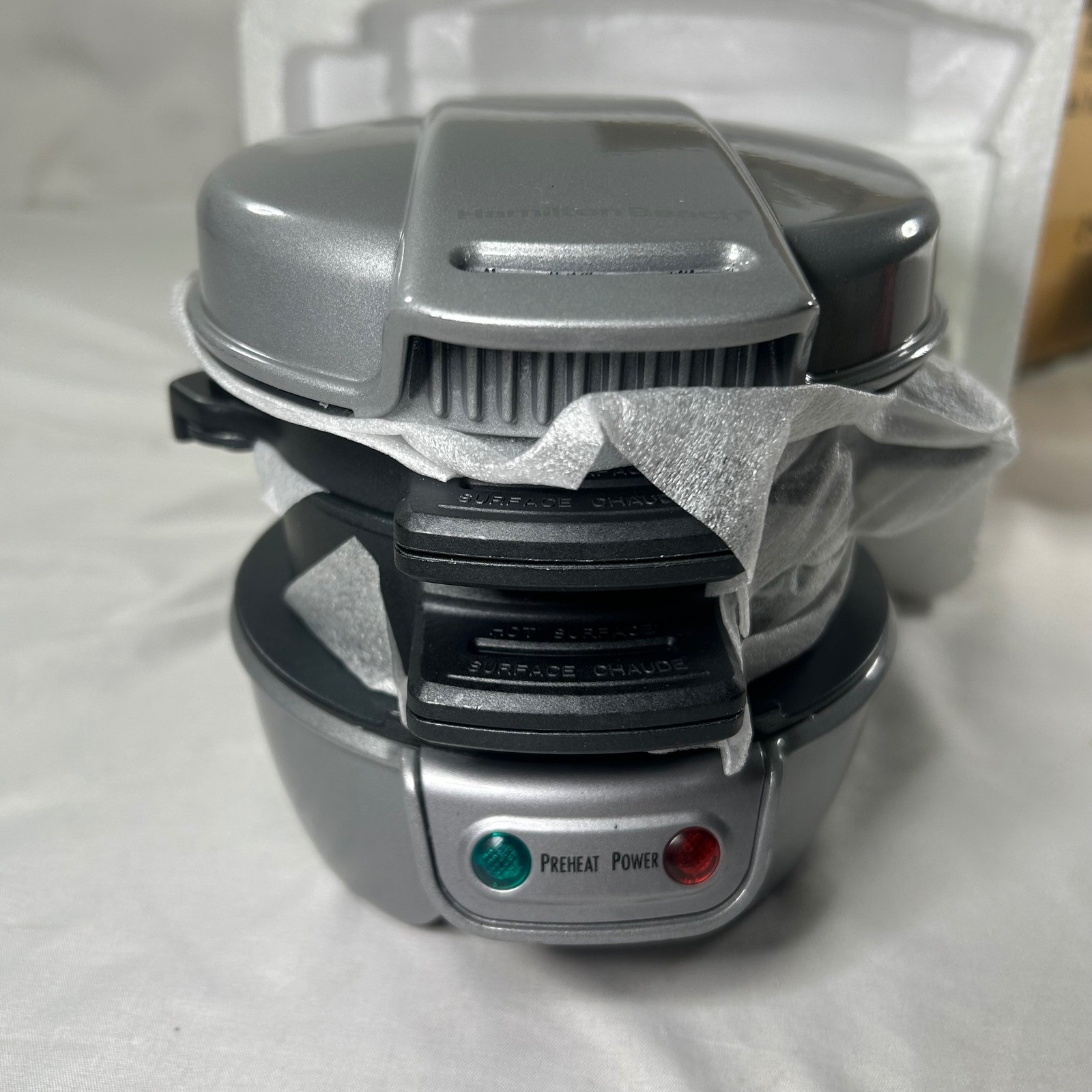 Hamilton Beach Breakfast Sandwich Maker Silver Model 25475A New Open Box