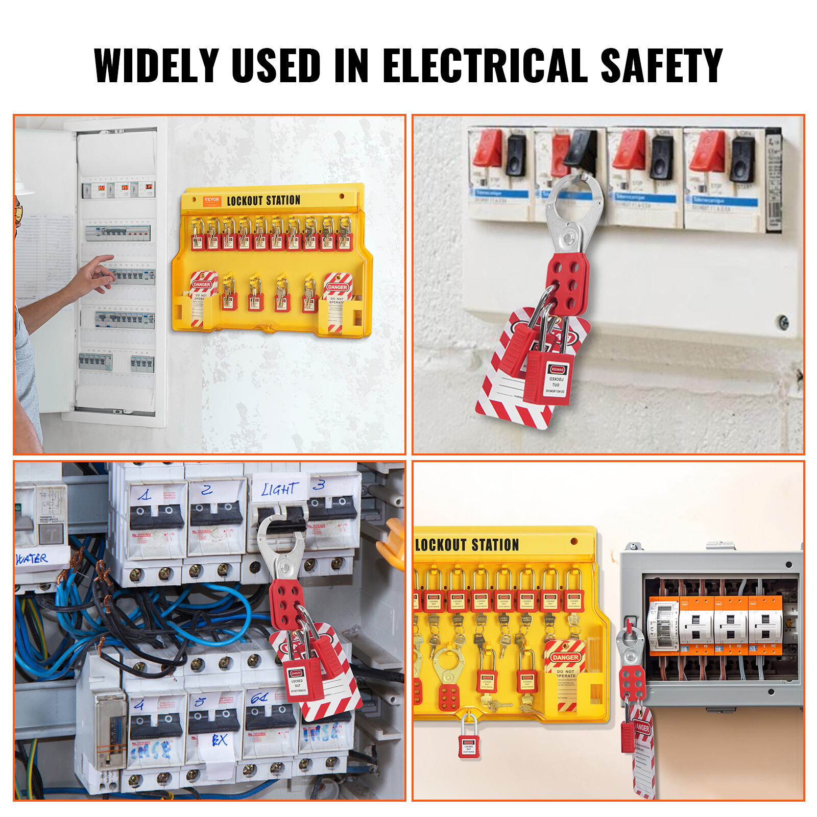 VEVOR 60 PCS Electrical Lockout Tagout Kit Safety Padlocks Hasps Tags Ties Board