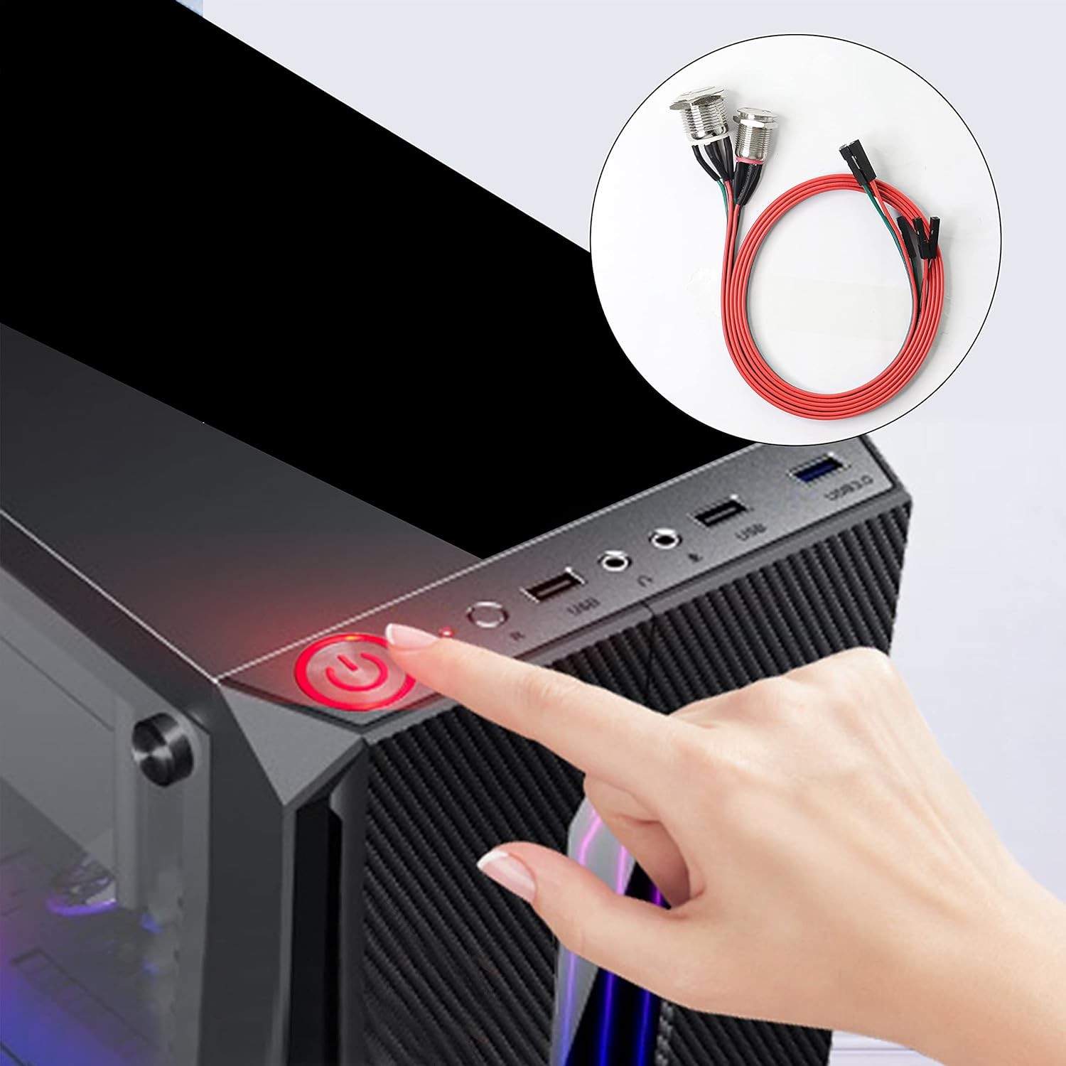 XMSJSIY Chassis Switch Host Metal Button, Computer Cable PC 12mm