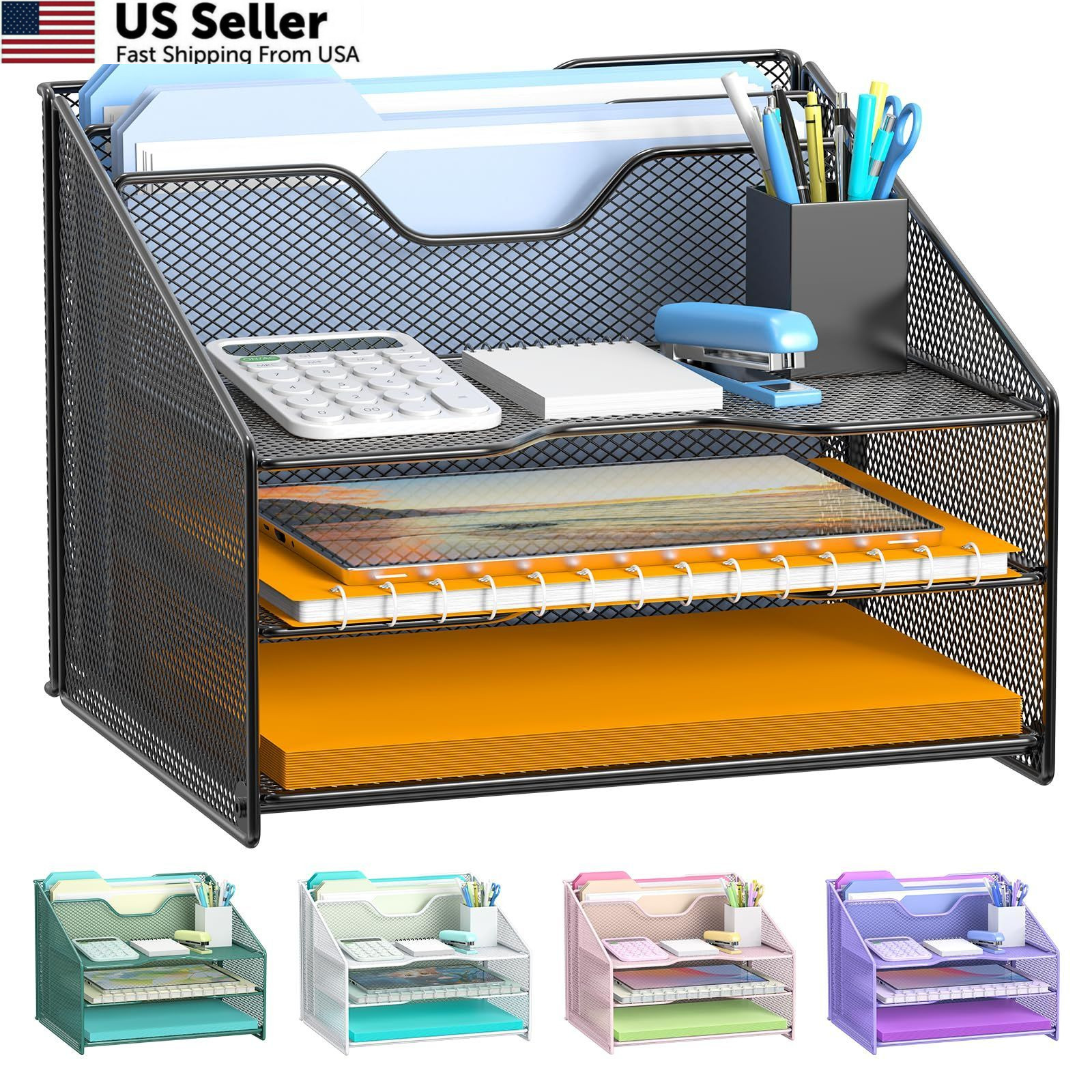 Samstar Desk File 12.4 inches x 11.2 x 9.4 inches, 1 Pack Black