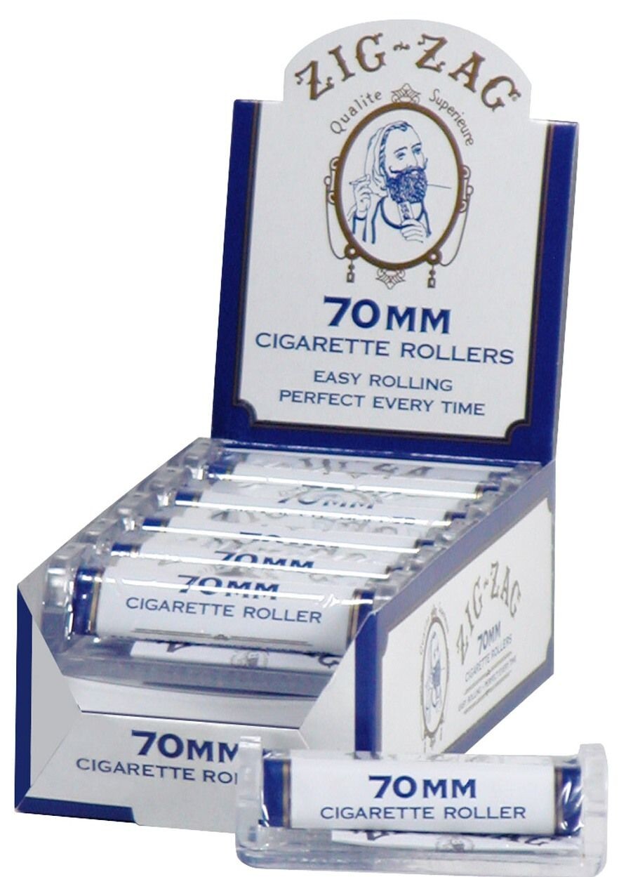 😎 12 X ZIG-ZAG 70MM PLASTIC RYO CIGARETTE ROLLING MACHINE 💚 FULL BOX 12 ROLLER