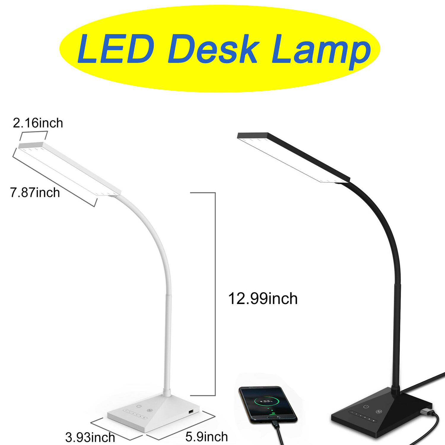 5 Modes 72 LED Touch Sensor Desk Lamp Table Light Eye-Caring Reading USB Port