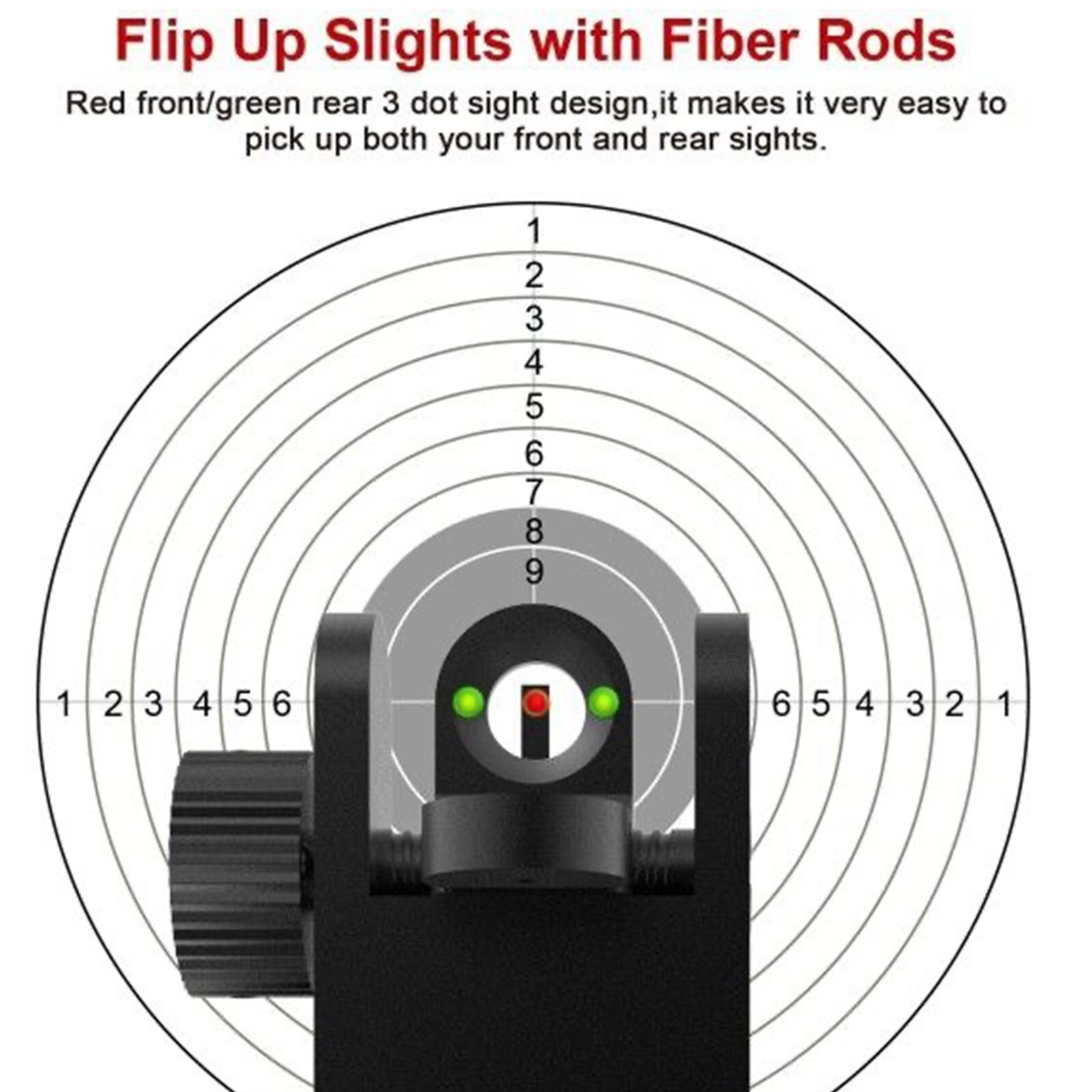 T actical Fiber Optics Iron 45 Degree Sight Offset Flip Up Front and Rear Sight
