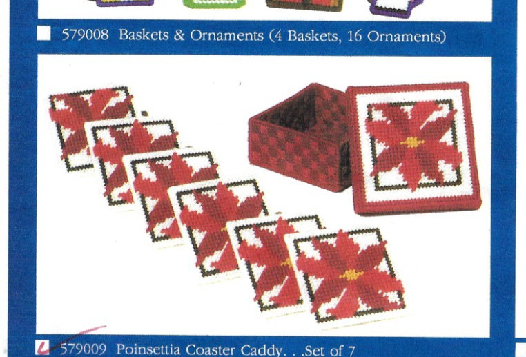 POINSETTIA COASTERS & HOLDER  7ct plastic canvas  PATTERN  (#TF0503)