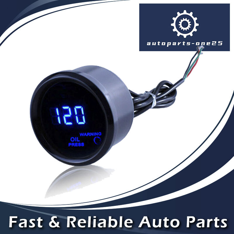 12V Universal 2" 52mm Digital LED Electronic Oil Pressure Gauge+Sensor Meter Kit