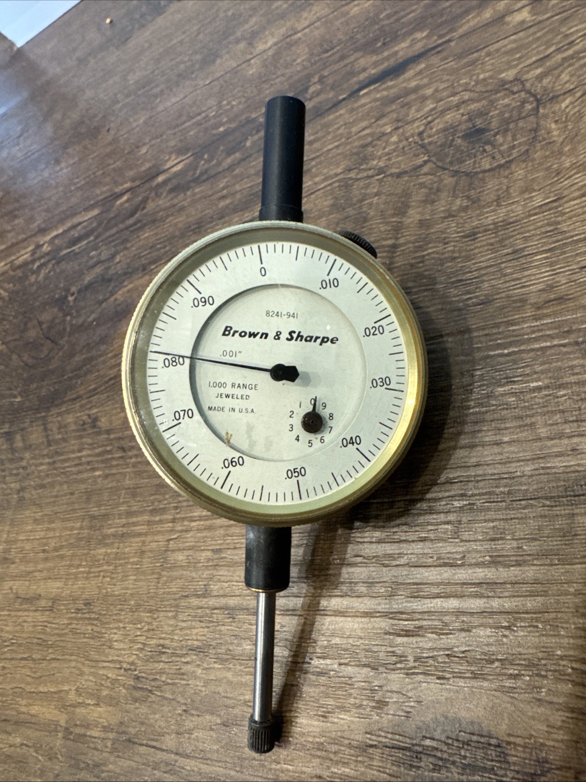 Vintage Brown & Sharpe Dial Indicator 8241-941 .001" 1.000 Range Jeweled USA