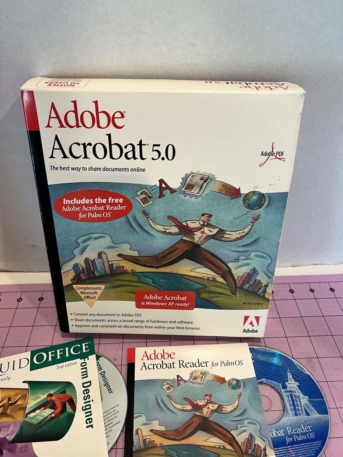 Adobe Acrobat 5.0 + Reader for PalmOS BIG BOX Windows XP 2000 RARE Complete