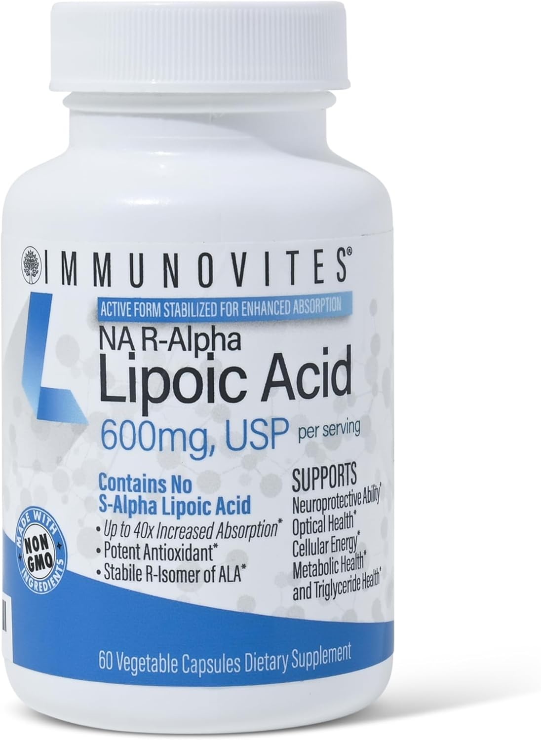 Stabilized R-Alpha Lipoic Acid ((True)) 600mg per 60 Count (Pack of 1)
