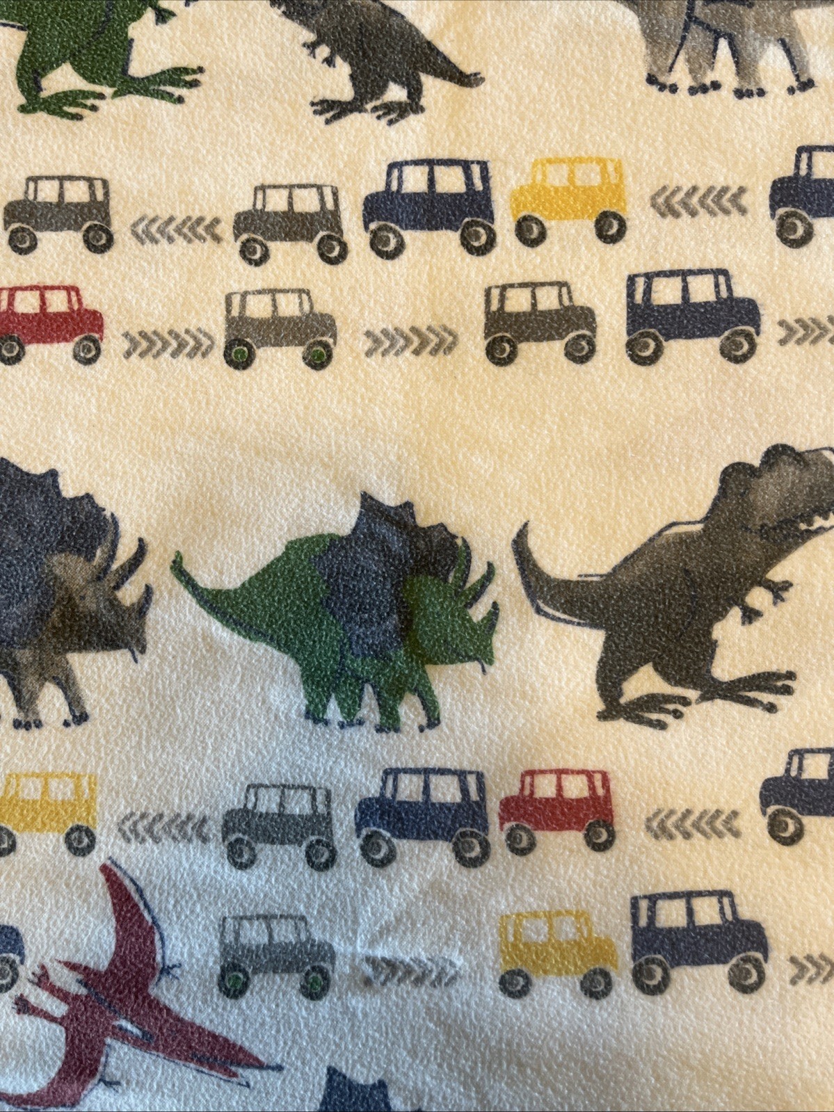 Pottery Barn Kids Pair (2) Flannel Pillowcases Cars and Dinos