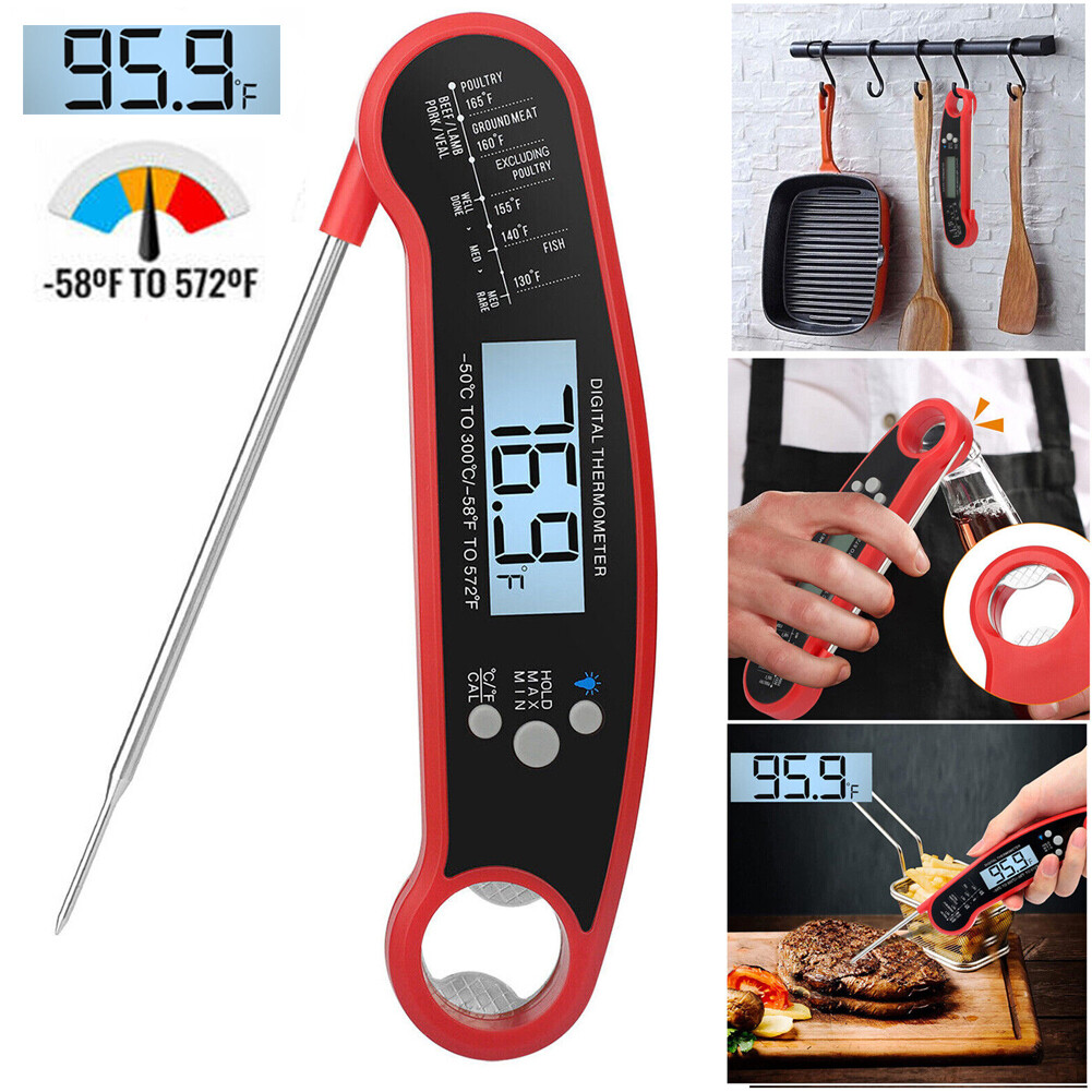 2-3s Instant Read Meat Thermometer ±1°F Accuracy Foldable Probe Magnetic for BBQ