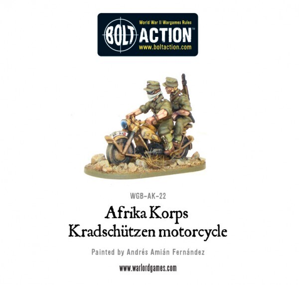 Bolt Action WGB-AK-22 Afrika Korps Kradschutzen Motorcycle (German) WWII Desert
