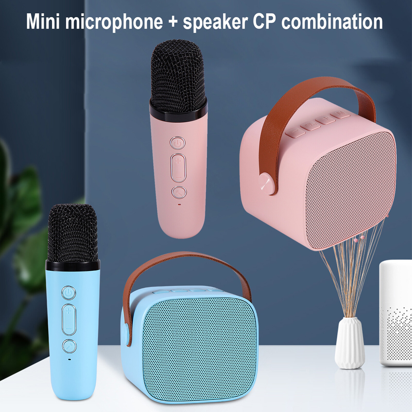 Mini Karaoke Speaker W/Wireless Microphone for Kids Portable Bluetooth Speaker