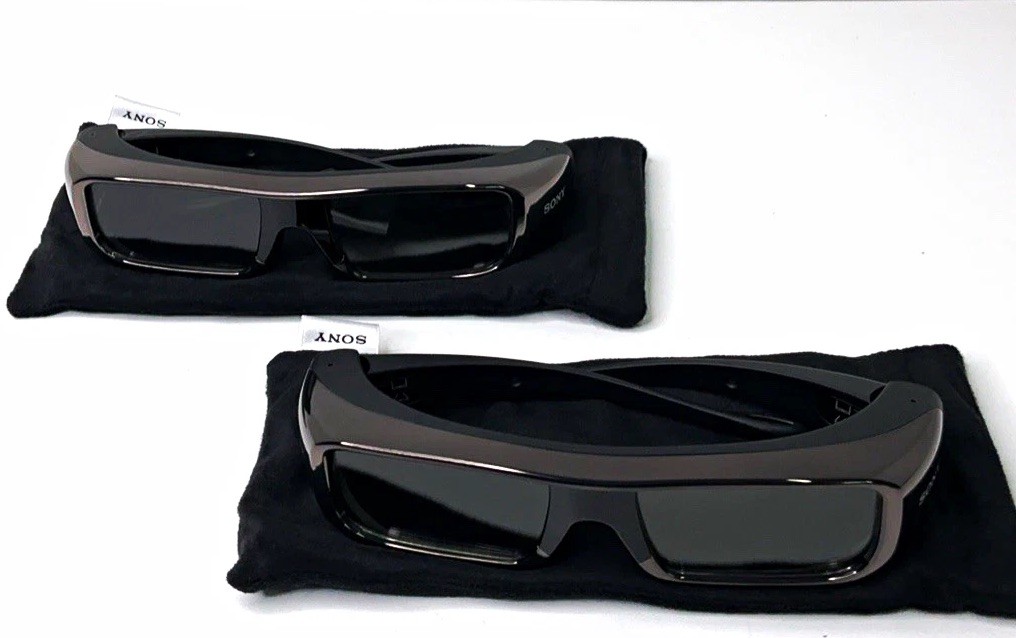 Sony TDG-BR100 3D Glasses Active Shutter Technology Black w/ Pouches