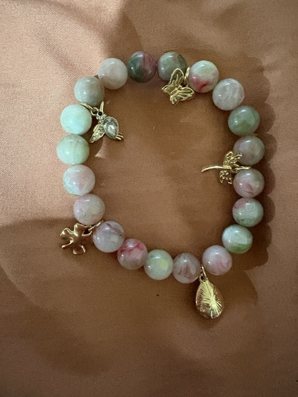 Handcrafted Multicolor Gemstone Beaded Charm Bracelet Stackable Nature Dangle
