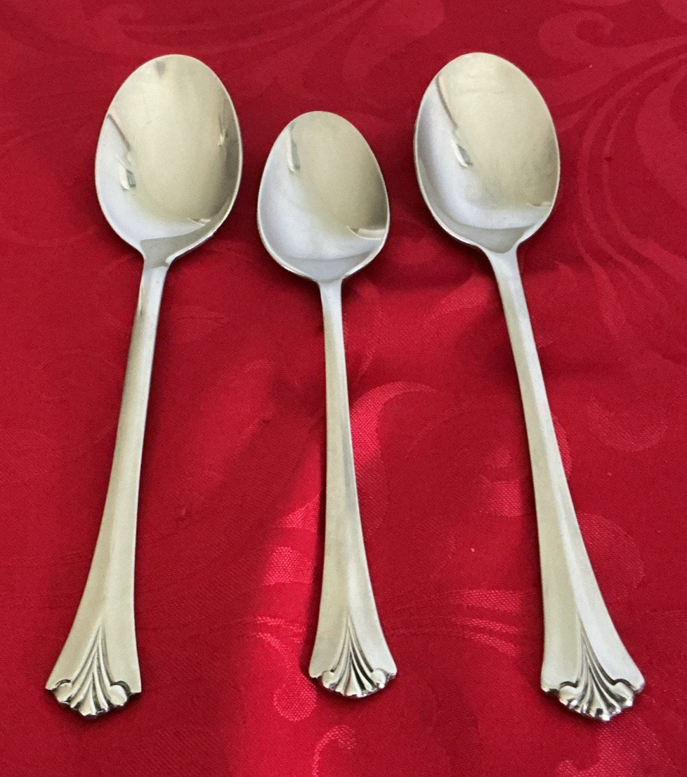 Pfaltzgraft stainless Ashcroft 2 soup spoons 6 5/8" & 1 teaspoon 6" NM polished