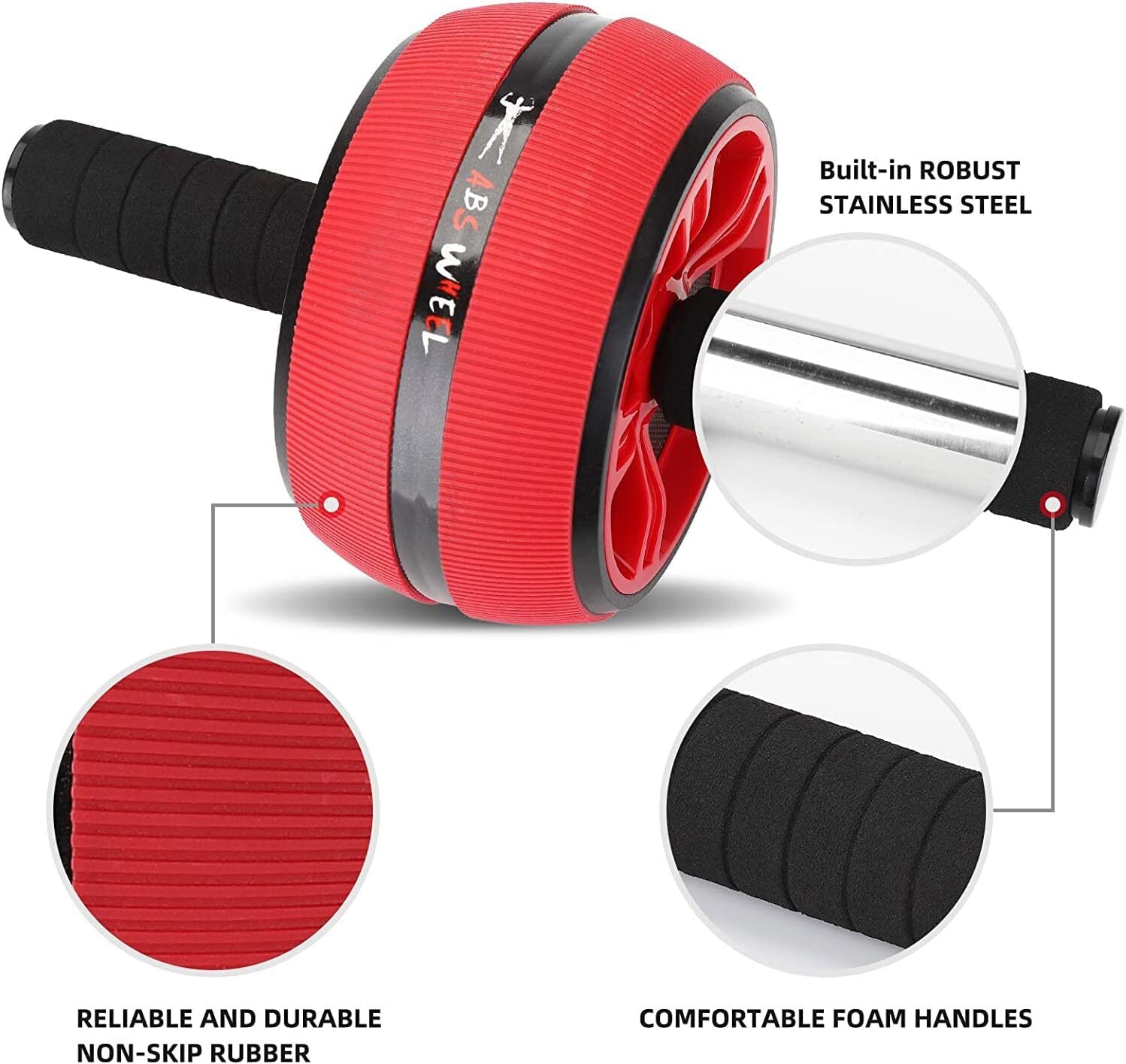Ultra Wide Ab Wheel With Knee Pads Portable Core Trainer For Abs And Stability