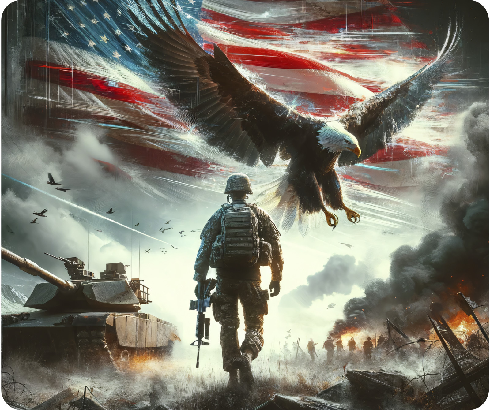 Soldier, Eagle, Mouse Pad, Sublimated, Can Personalize, Made to Order (mp1)