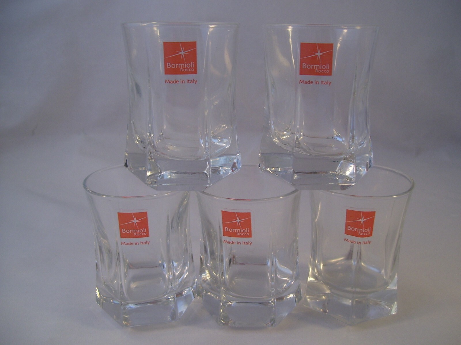 Bormioli Rocco Barware CAPITOL Set of (5) Shot Glasses Clear Crystal Italy NWT