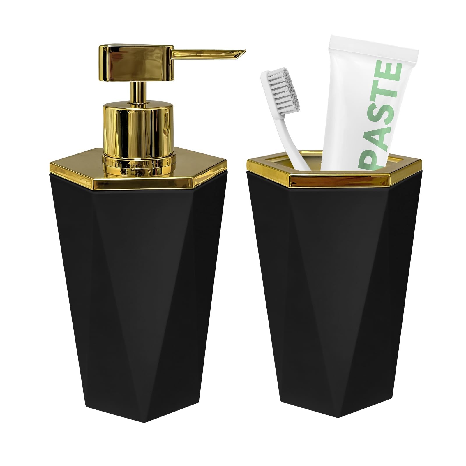 Seeatoo 2 PCS Black and Gold Bathroom Accessories Set, Bathroom Accessories I...