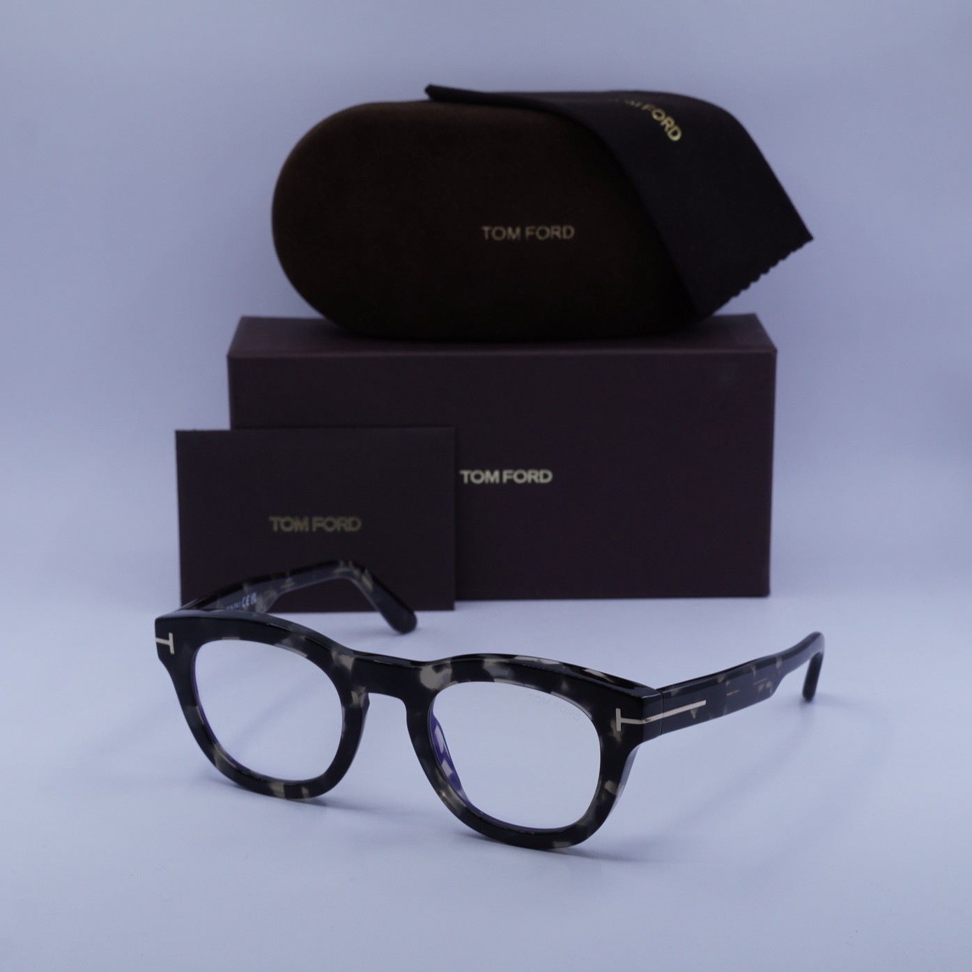 Tom Ford FT5873-B 005 Black Havana/Clear Blue Light Block 49mm Eyeglasses New...