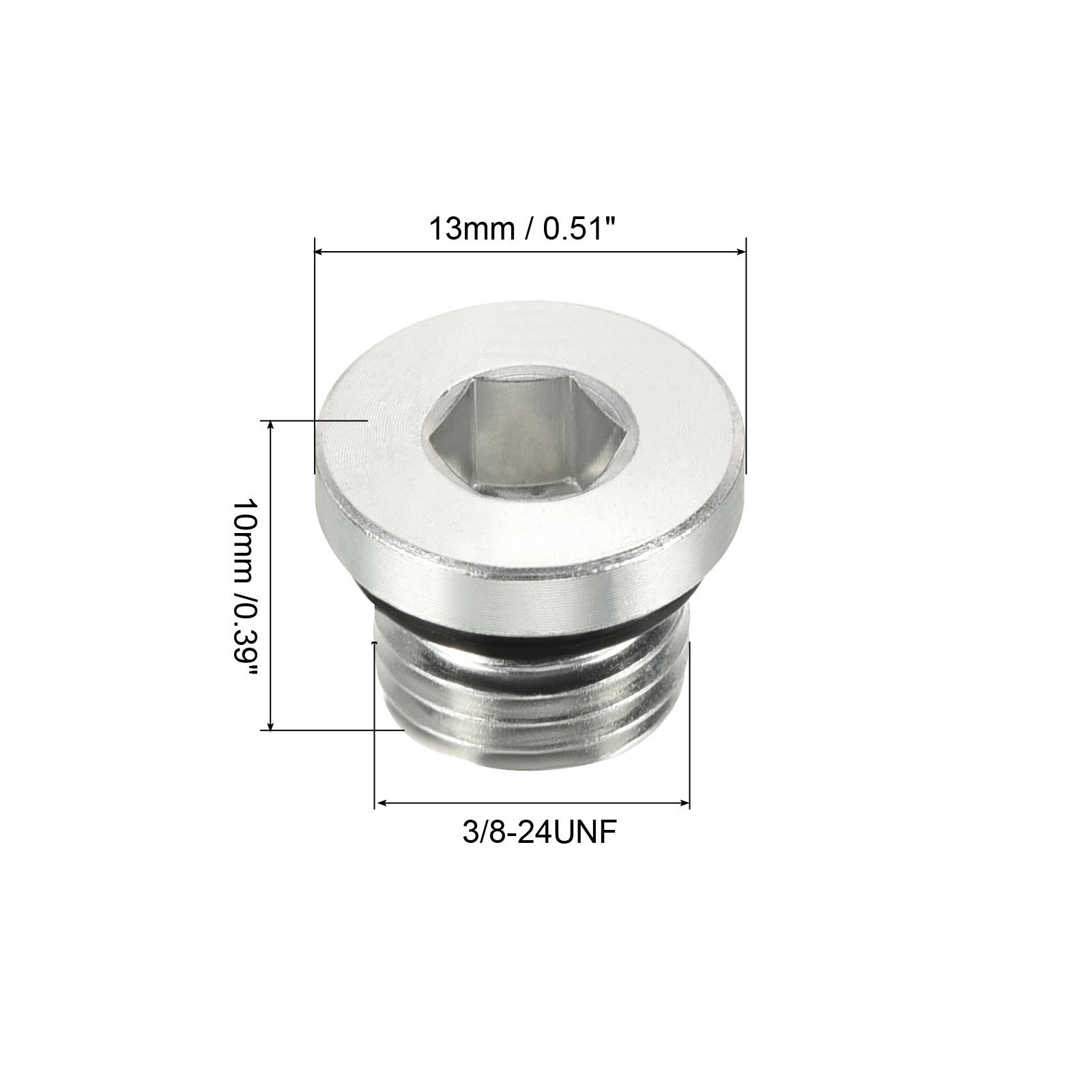 3/8-24UNF Hex Head Pipe Fitting Plug, 3 Pack Male Thread 45# Steel Plug