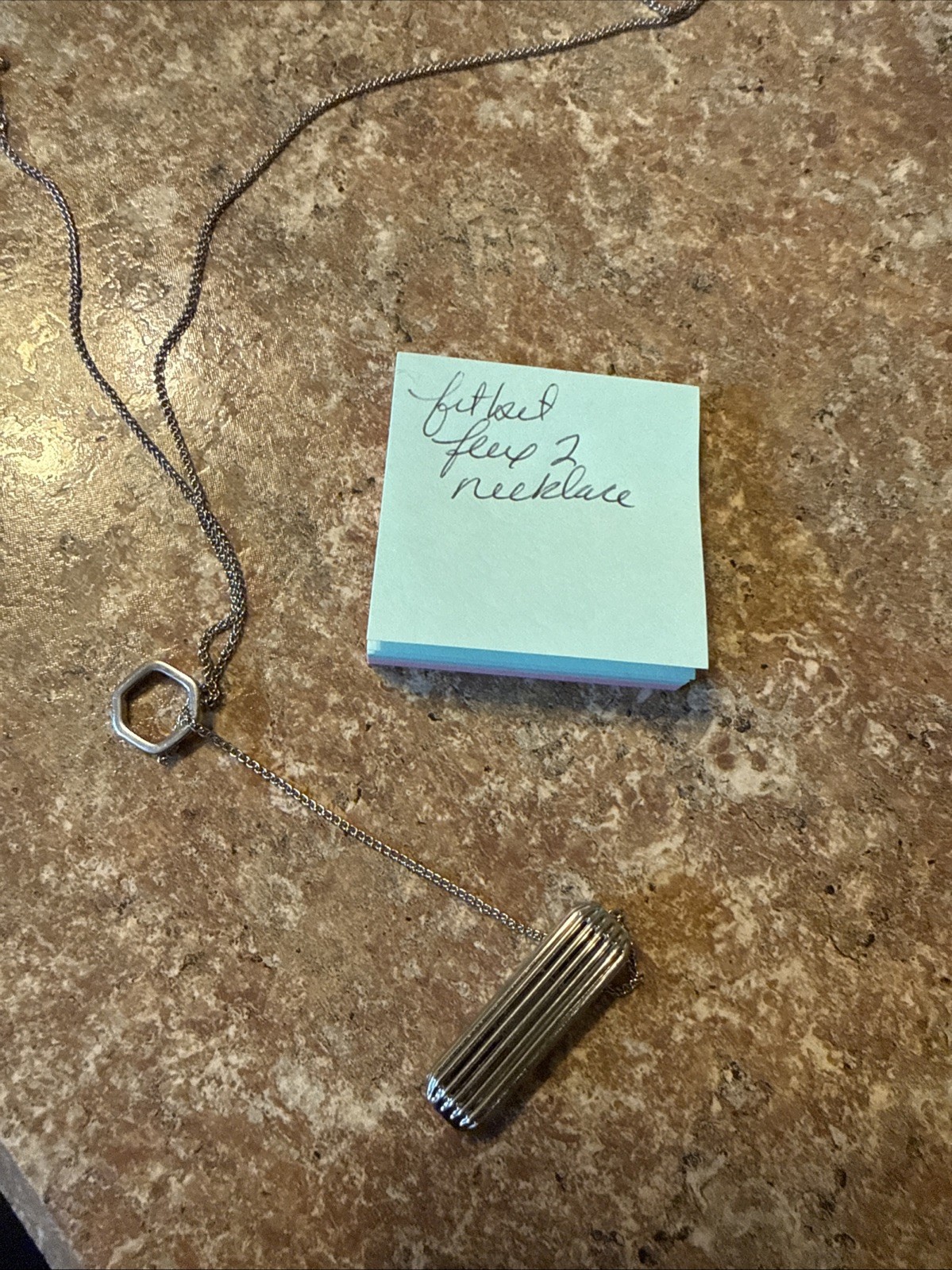 Fitbit Flex 2Accessory Pendant Silver Stainless  Steel Necklace Genuine